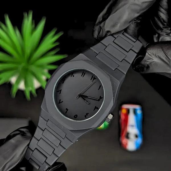 Men's Quartz Black Arabic Aura Watch - 1 Pc Water Resistant