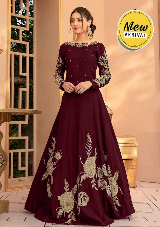 Embroidered Shamoz Silk Maxi Suit - Women’s Stitched 1 Pc
