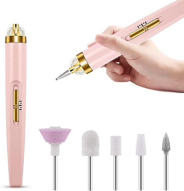 5 In 1 Professional Manicure Nail | Salon Nail Finishing Touch | Nail Grinding, Burnishing Machine | Full Manicure And Pedicure Tool – Pink Color