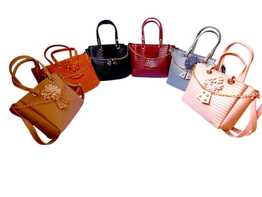 Stylish Women's PU Leather Textured Hand Bag - 1 Pc