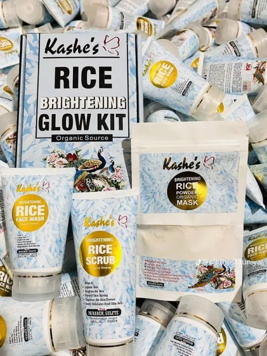 Kashe’s Rice Extract Bright Glow Kit ( Rice Face Wash + Rice Scrub + Rice Mask )