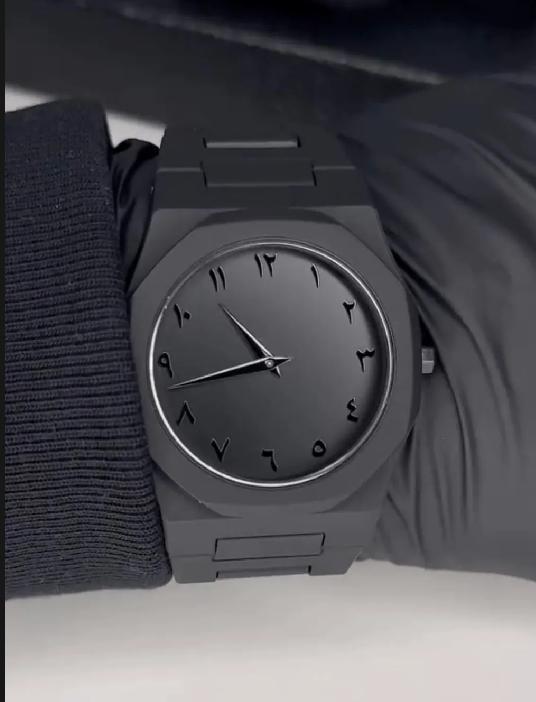 Men's Quartz Black Arabic Aura Watch - 1 Pc Water Resistant