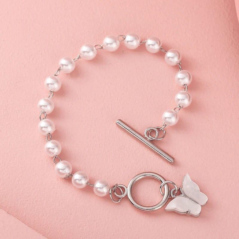 Trendy Butterfly Design  Pearl Bracelet