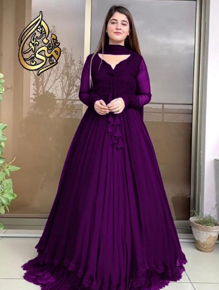 3 Pcs Women's Stitched Chiffon Embroidered Maxi Suit
