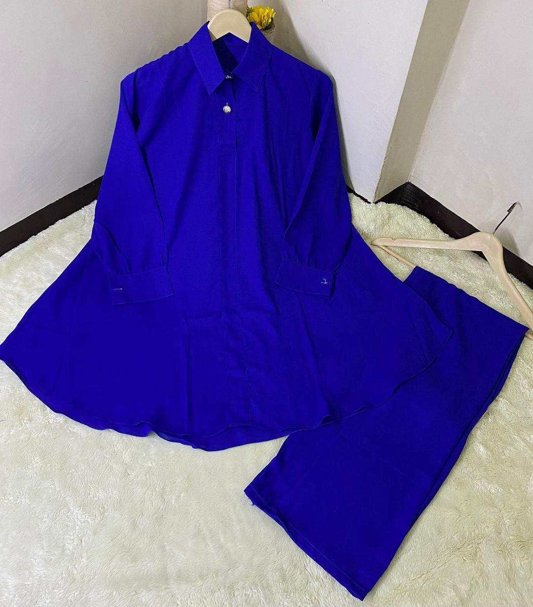 Georgette Co-Ord Set - 2 Pcs in Plain Pattern
