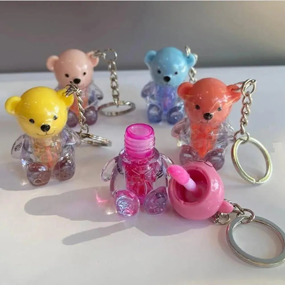 Teddy Bear Keychain Style High Pigmented Lip Oil, 3 Pcs