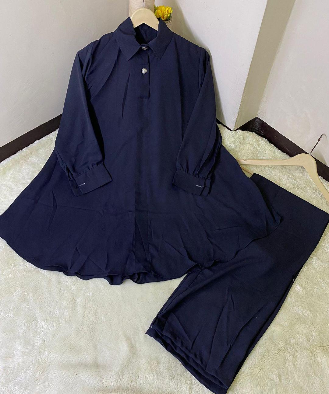 Georgette Co-Ord Set - 2 Pcs in Plain Pattern