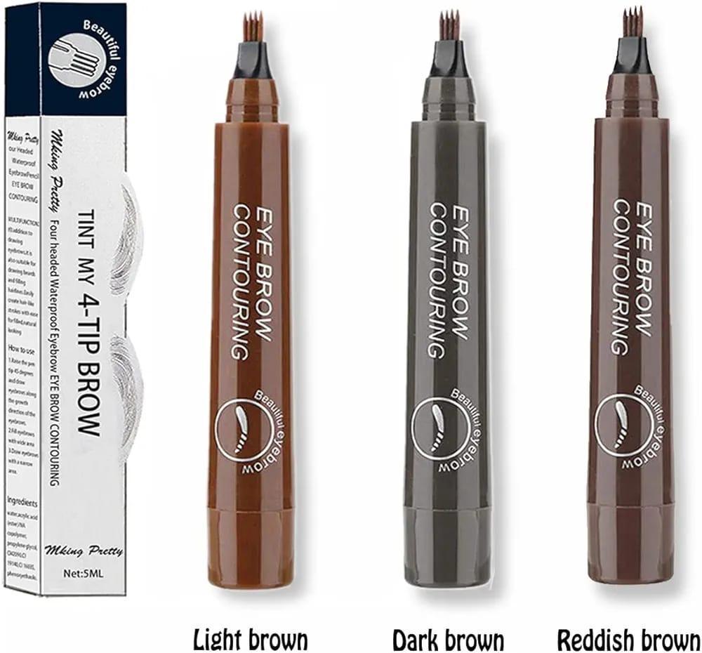 Waterproof Smudge Proof Eyebrow Pen - 1 Pc Brown Shades
