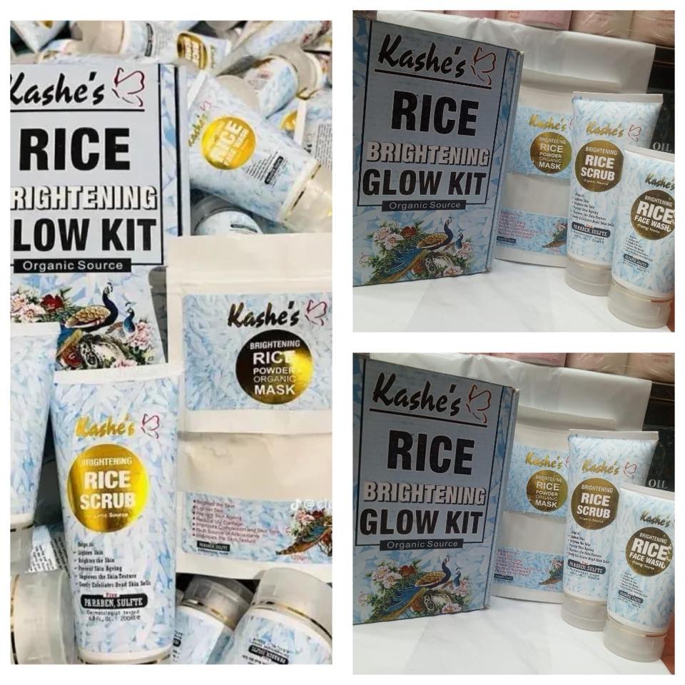 Kashe’s Rice Extract Bright Glow Kit ( Rice Face Wash + Rice Scrub + Rice Mask )
