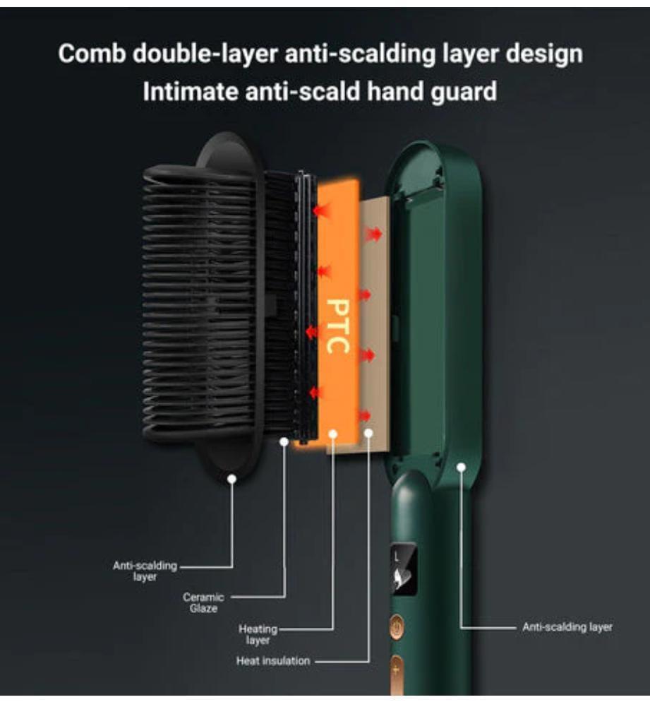 Frizz Free Hair Straightener Brush with Heat Protection