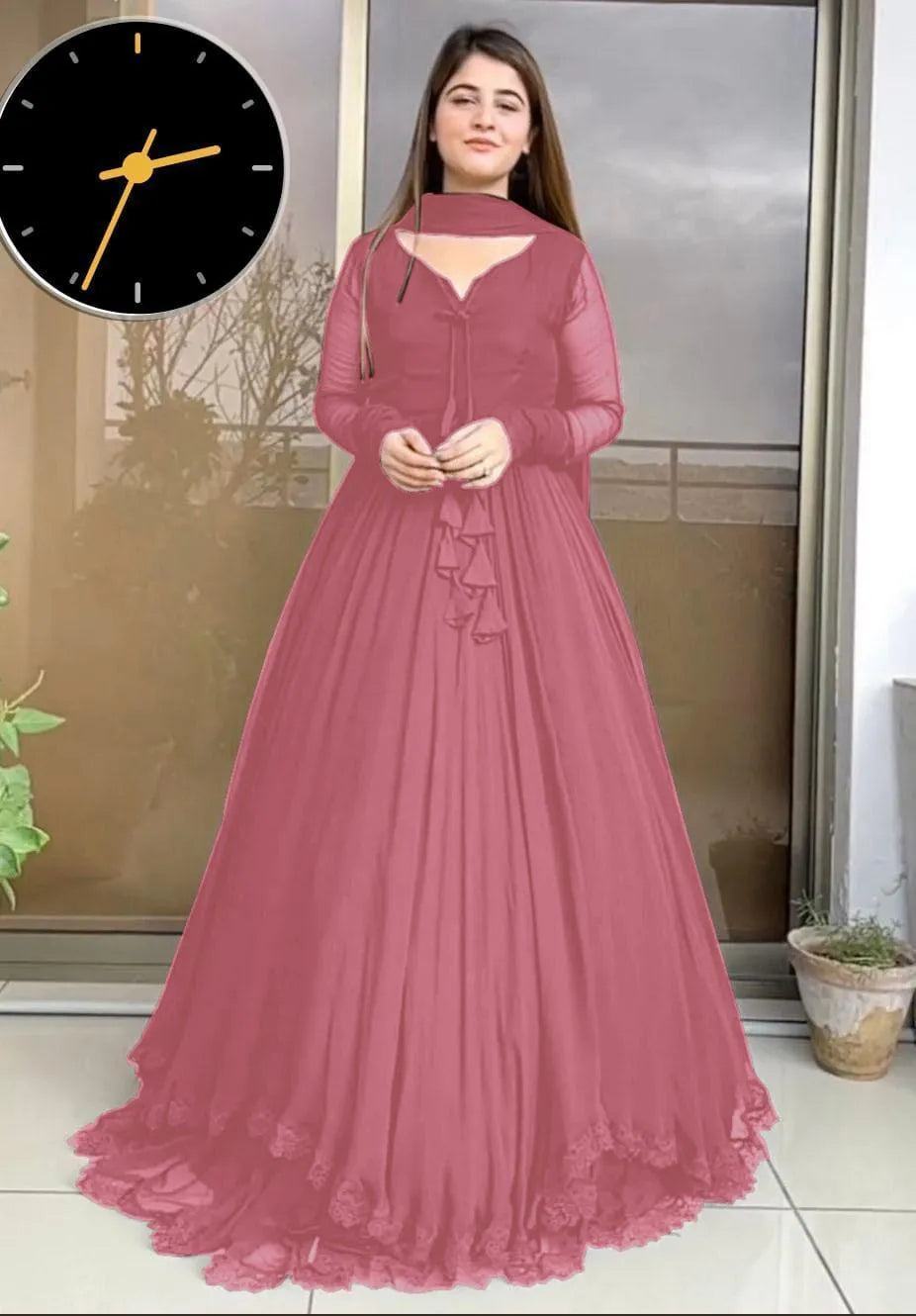 3 Pcs Women's Stitched Chiffon Embroidered Maxi Suit