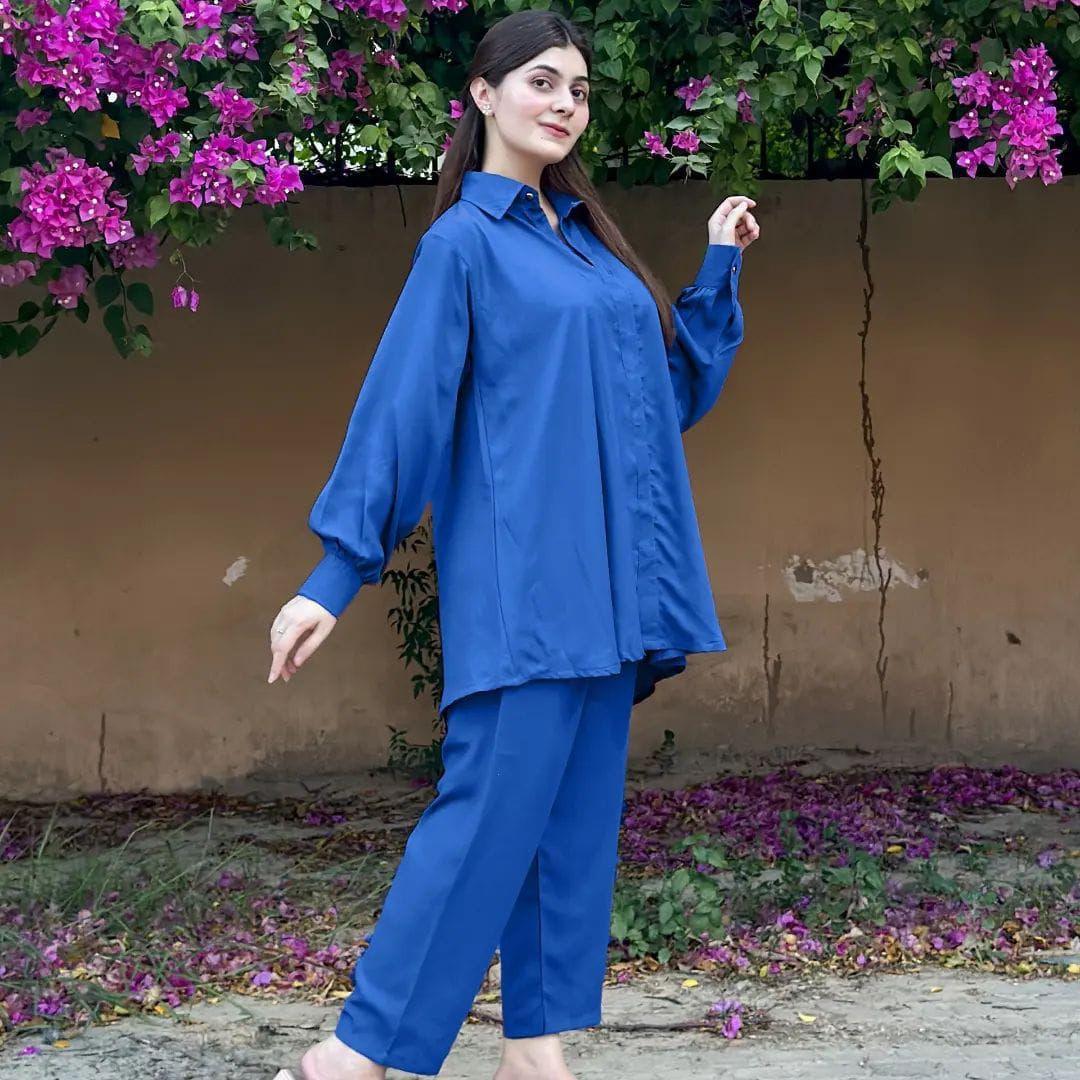 Georgette Co-Ord Set - 2 Pcs in Plain Pattern