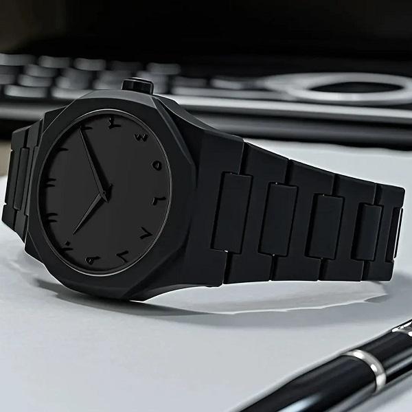 Men's Quartz Black Arabic Aura Watch - 1 Pc Water Resistant