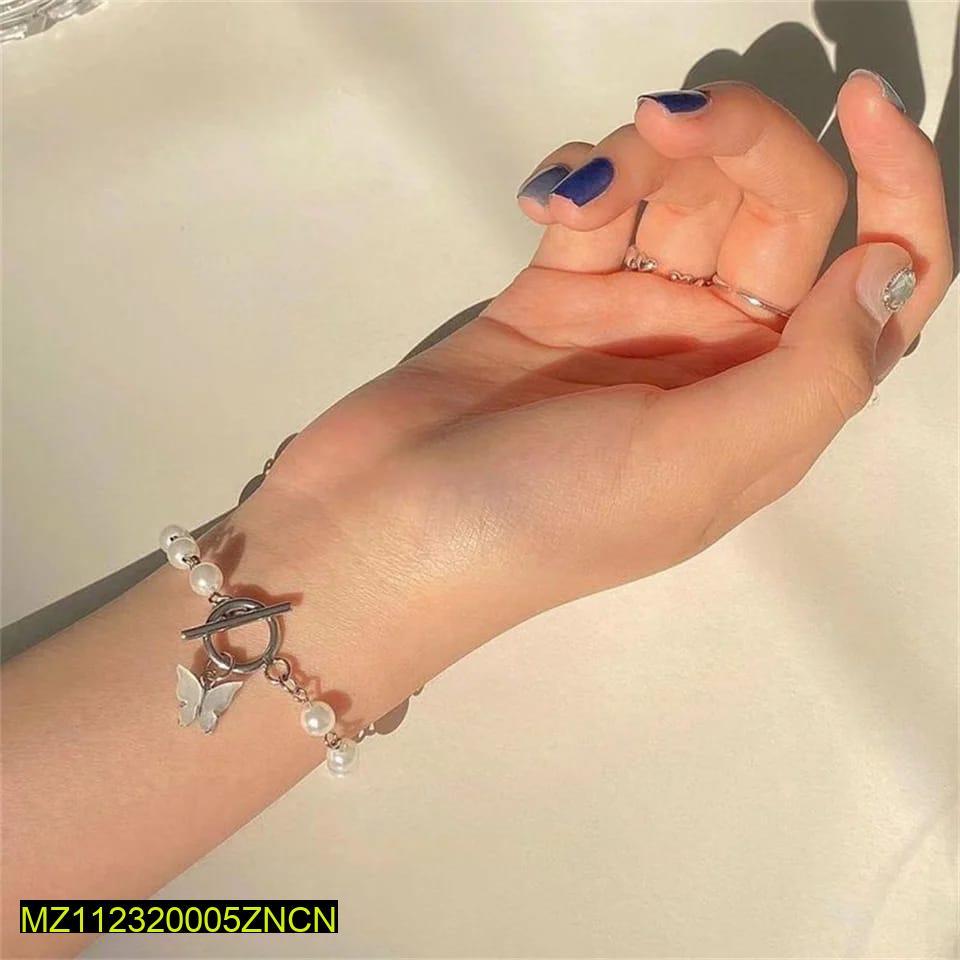 Trendy Butterfly Design  Pearl Bracelet