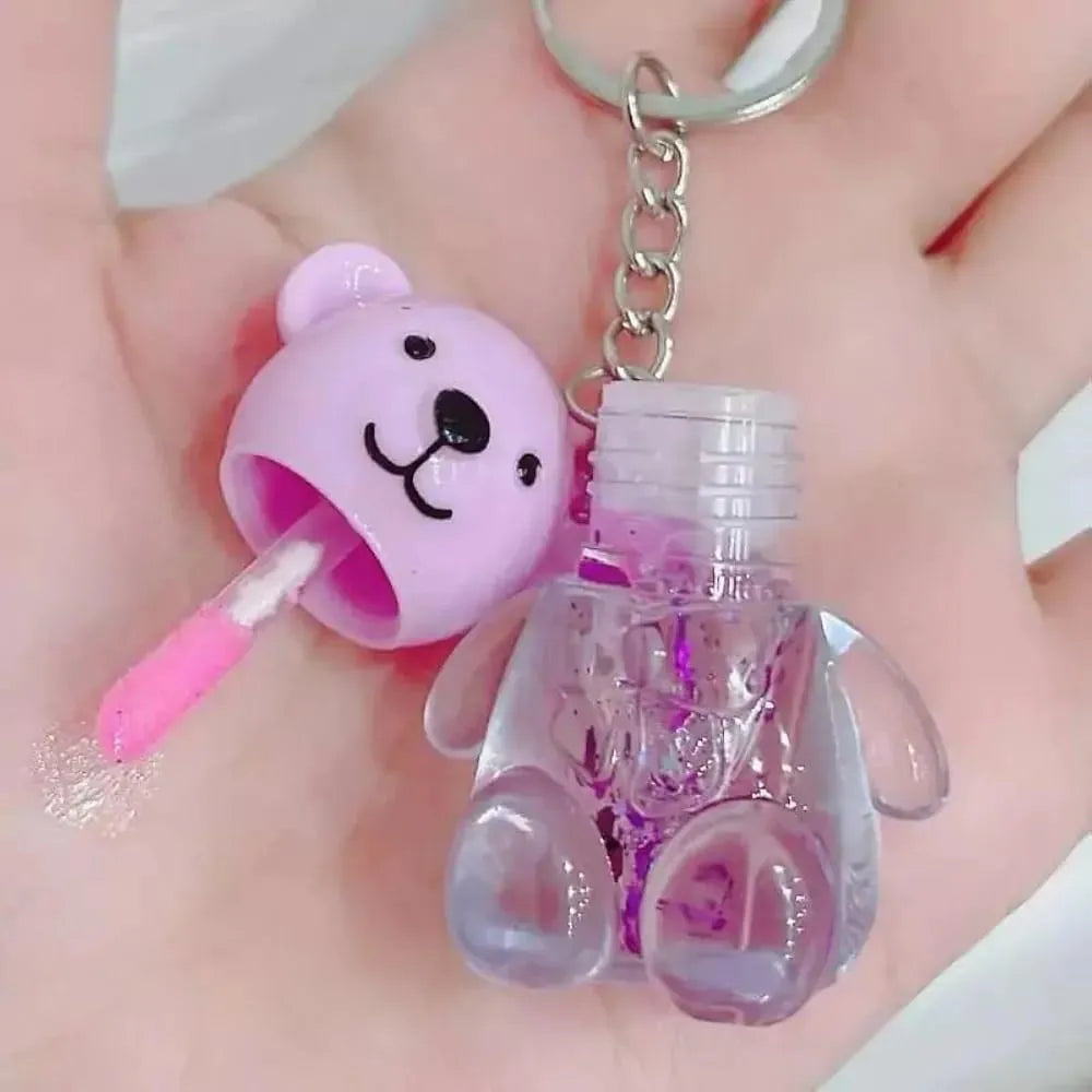 Teddy Bear Keychain Style High Pigmented Lip Oil, 3 Pcs