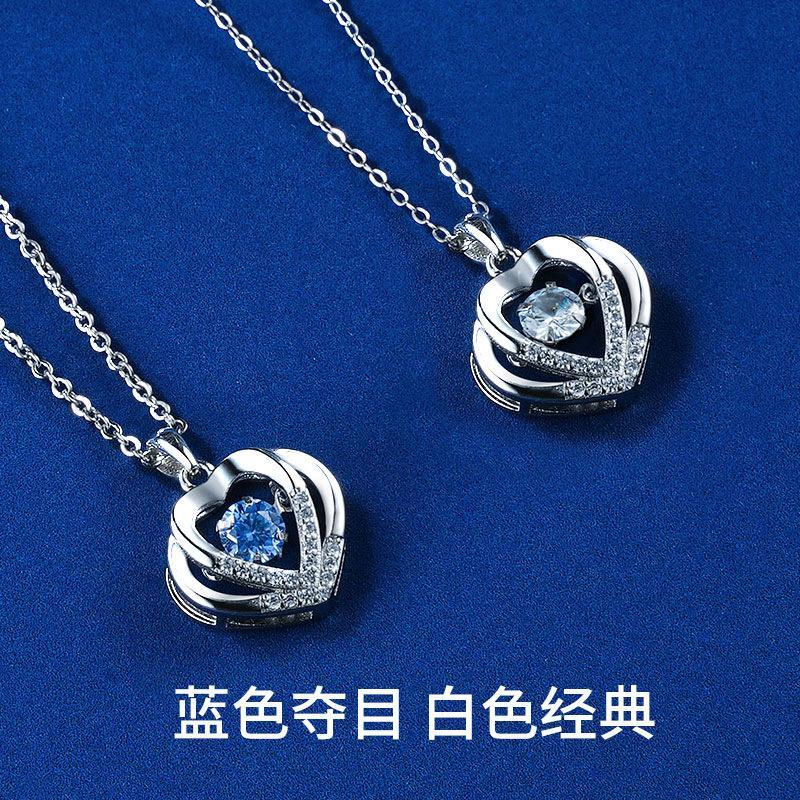 With you in my heart 925 sterling silver beating heart smart necklace female clavicle chain