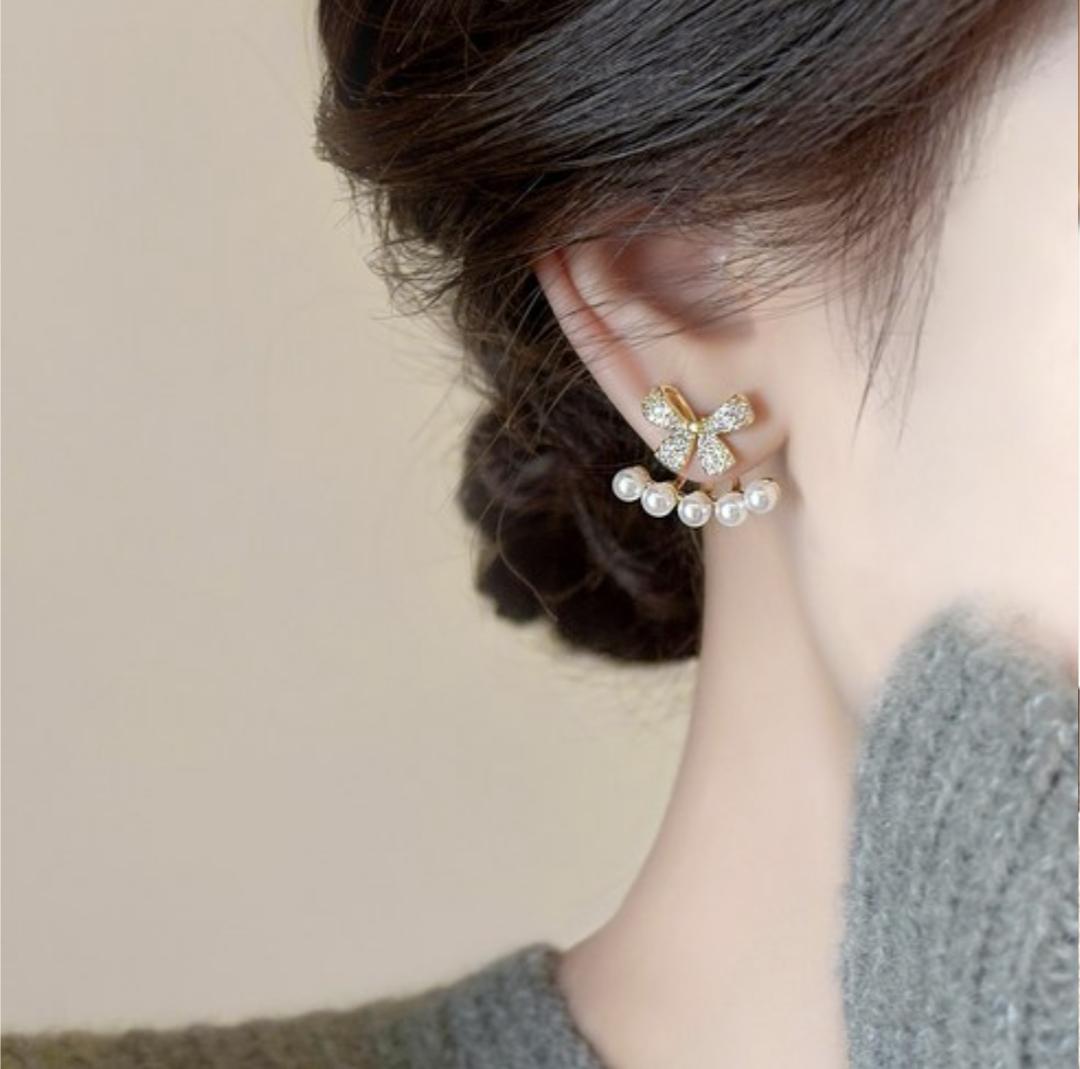 Butterfly Design Silver Plated Zircon Earrings