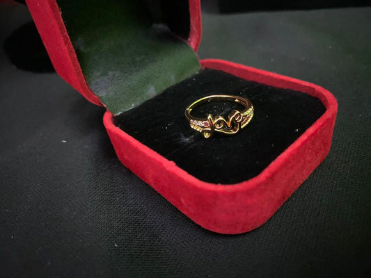 Modern Design Gold Plated Crystal Charm Ring