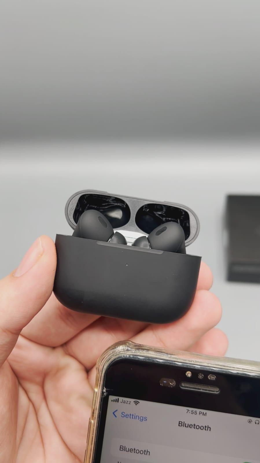 Black AirPods Pro (2nd Gen USA Made) with MagSafe Charging Case and Active Noise Cancellation