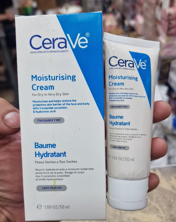 Cerave Moisturizing Cream Baume Hydratant /non-greasy, Fast-absorbing Moisturizer For Normal To Dry Skin On The Face And Body 50ml