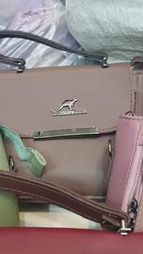 Women's Beige Shoulder Bag with Embroidered Logo