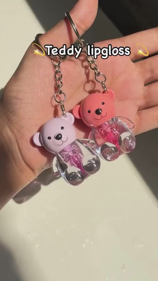 Teddy Bear Keychain Style High Pigmented Lip Oil, 3 Pcs