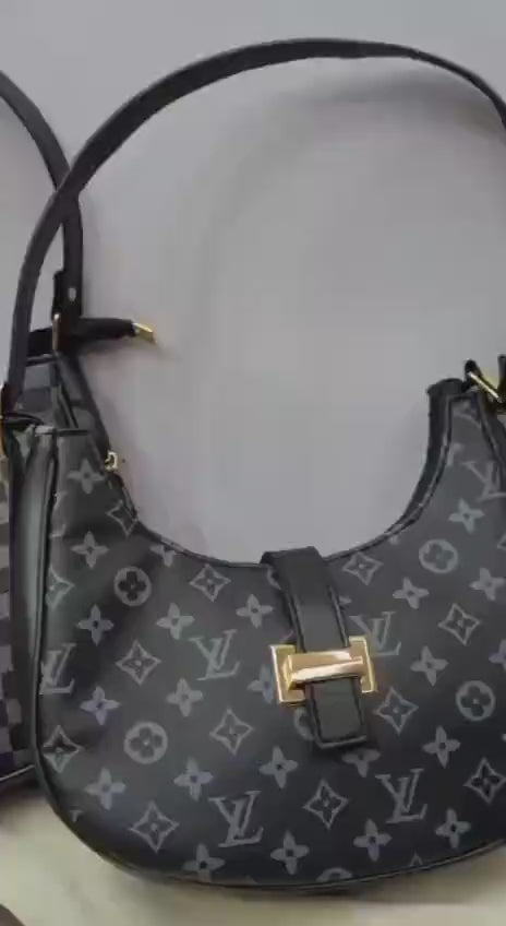 Louis Vuitton Style Shoulder Bag Multicolor Textured Rexine Women