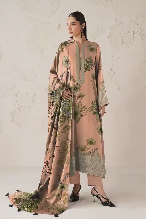 3 Pcs Women's Unstitched Printed Suit