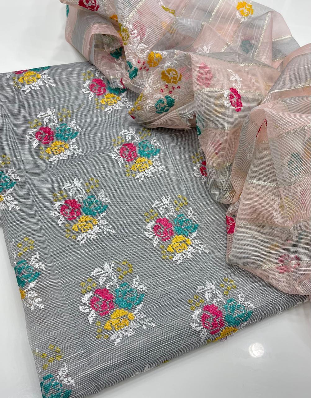 2 Pcs Women's Unstitched Embroidered Suit