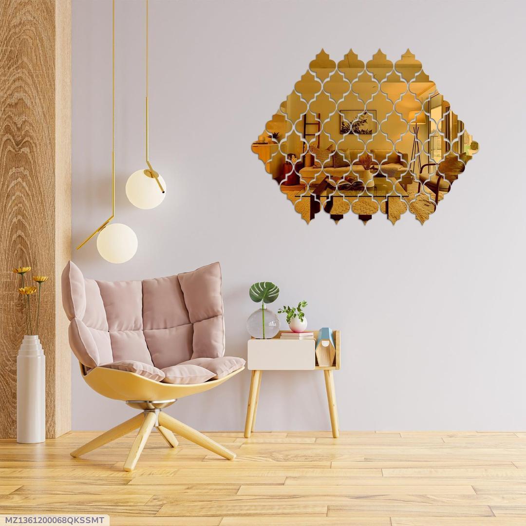 Golden Calligraphy Acrylic Wall Mirror Set of 4