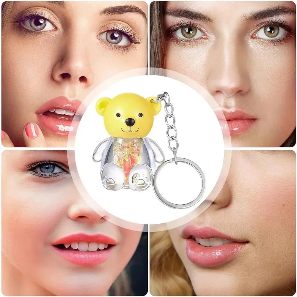 Teddy Bear Keychain Style High Pigmented Lip Oil, 3 Pcs