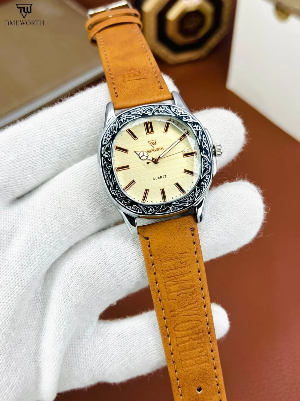 TimeWorth Luxury Quartz Watch for Men - Stylish Textured Dial Analog Wristwatch with Premium Leather/Suede Strap - 2026 Edition Fashion Watch for Boys & Gents (Multiple Colors)