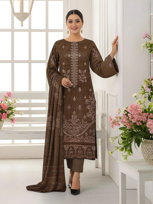 3 Pcs Women's Unstitched Plain Suit
