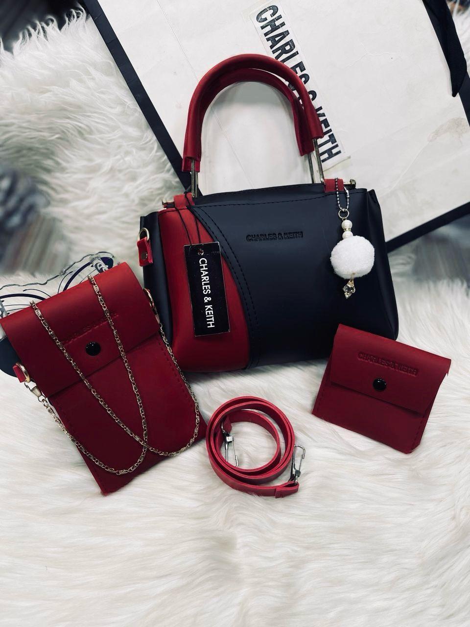 Women's Rexine Plain Hand Bag Set