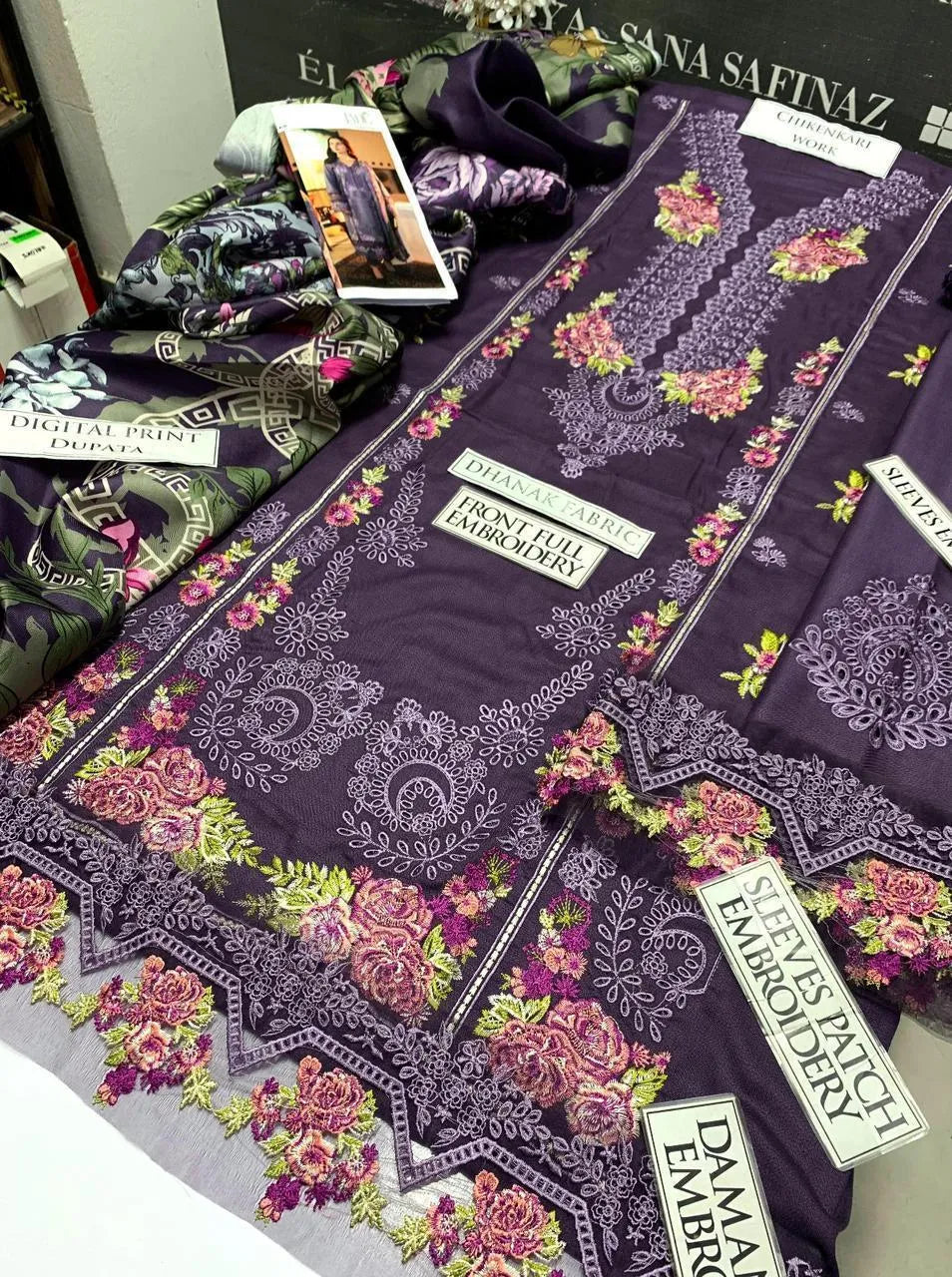 3 Pcs Women's Unstitched Chikankari Embroidered Suit