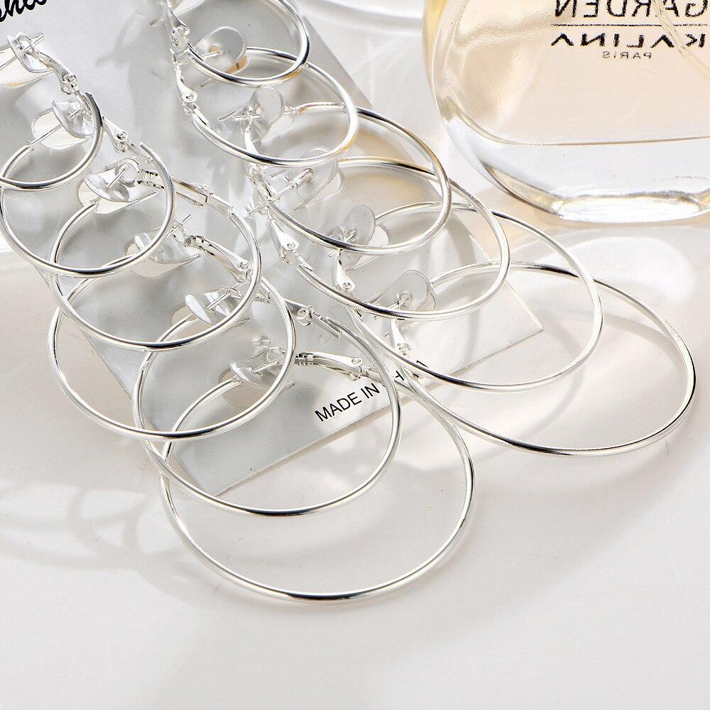 Plain Silver Hoops, Pack Of 6