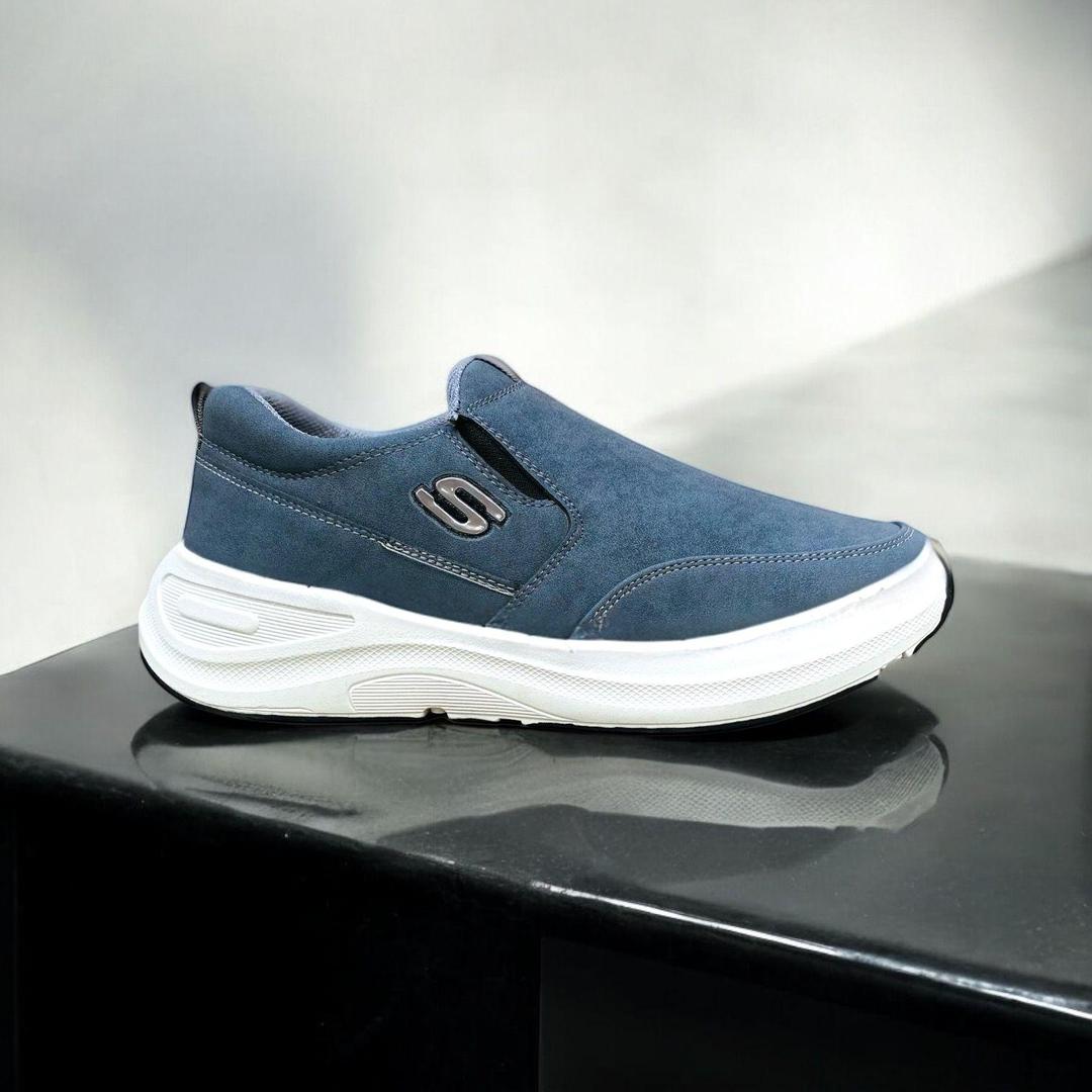 Men's Casual Grey Synthetic Leather Sneakers