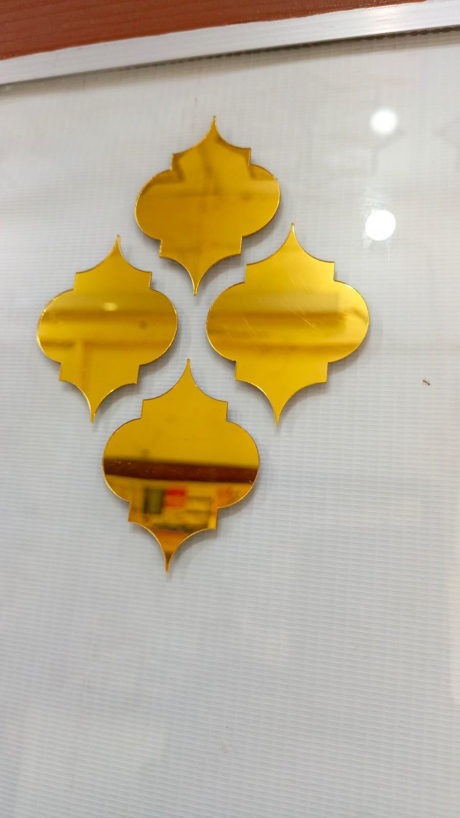 Golden Calligraphy Acrylic Wall Mirror Set of 4