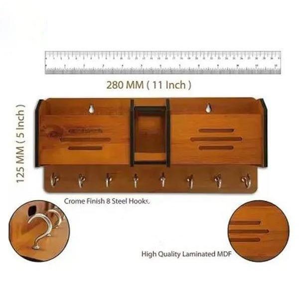 Double Pocket Wooden Keys And Mobile Holder