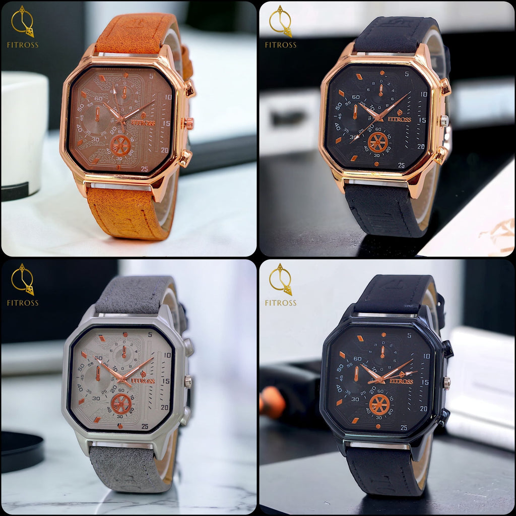 Fitros Square Strap Gents Watch –brown.(without Box