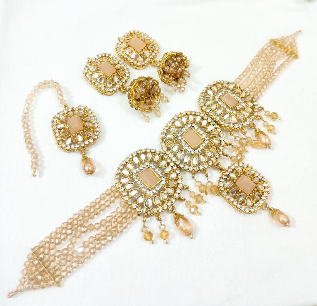 Stunning 4 Pcs Gold Plated Choker Set with Multi Layered Design