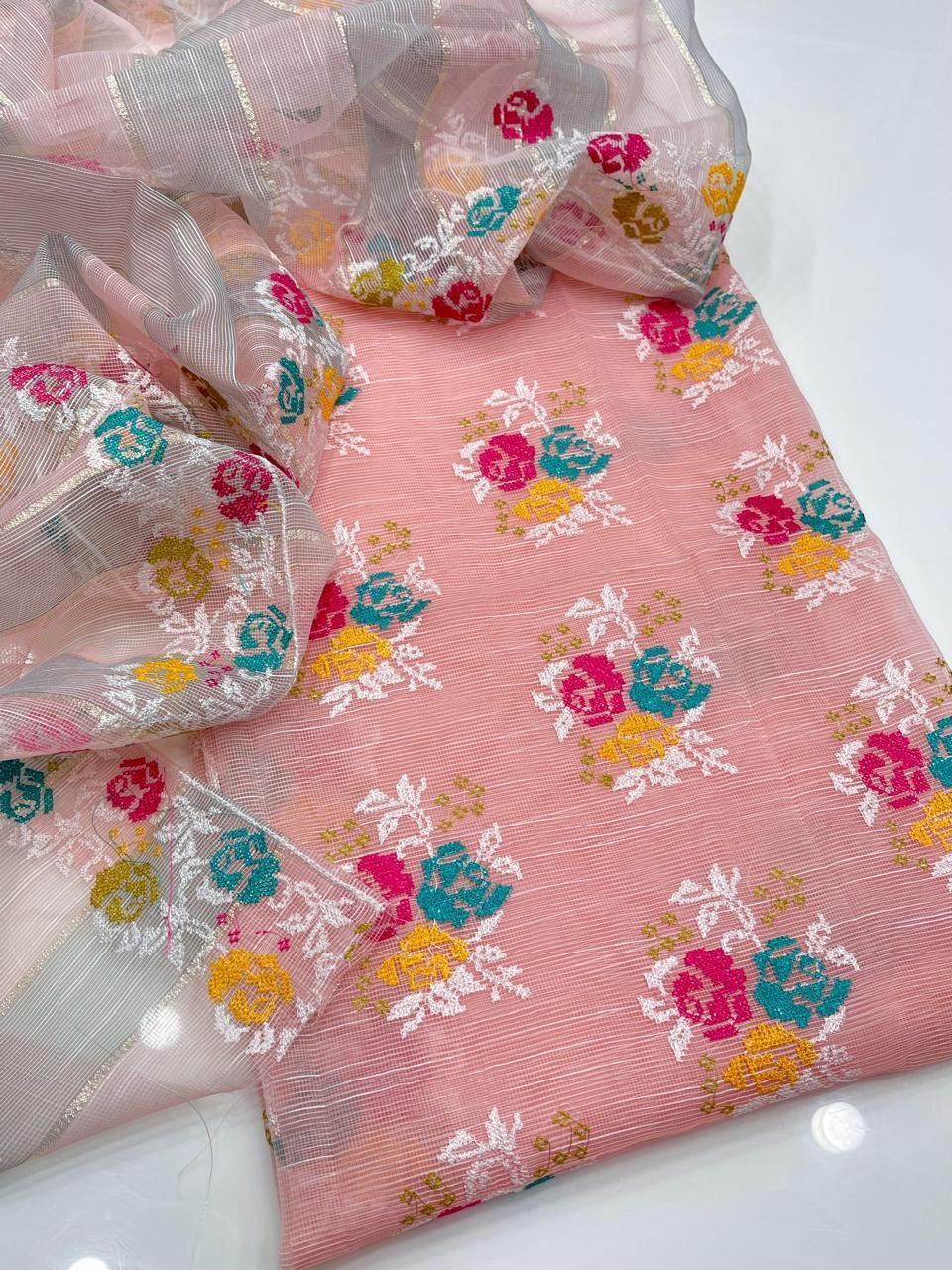 2 Pcs Women's Unstitched Embroidered Suit