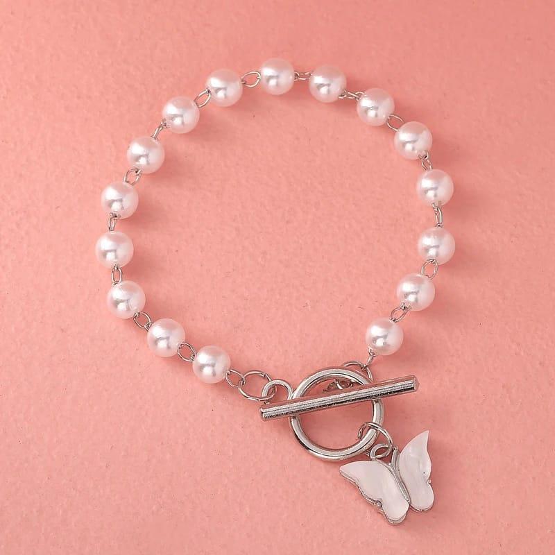 Trendy Butterfly Design  Pearl Bracelet