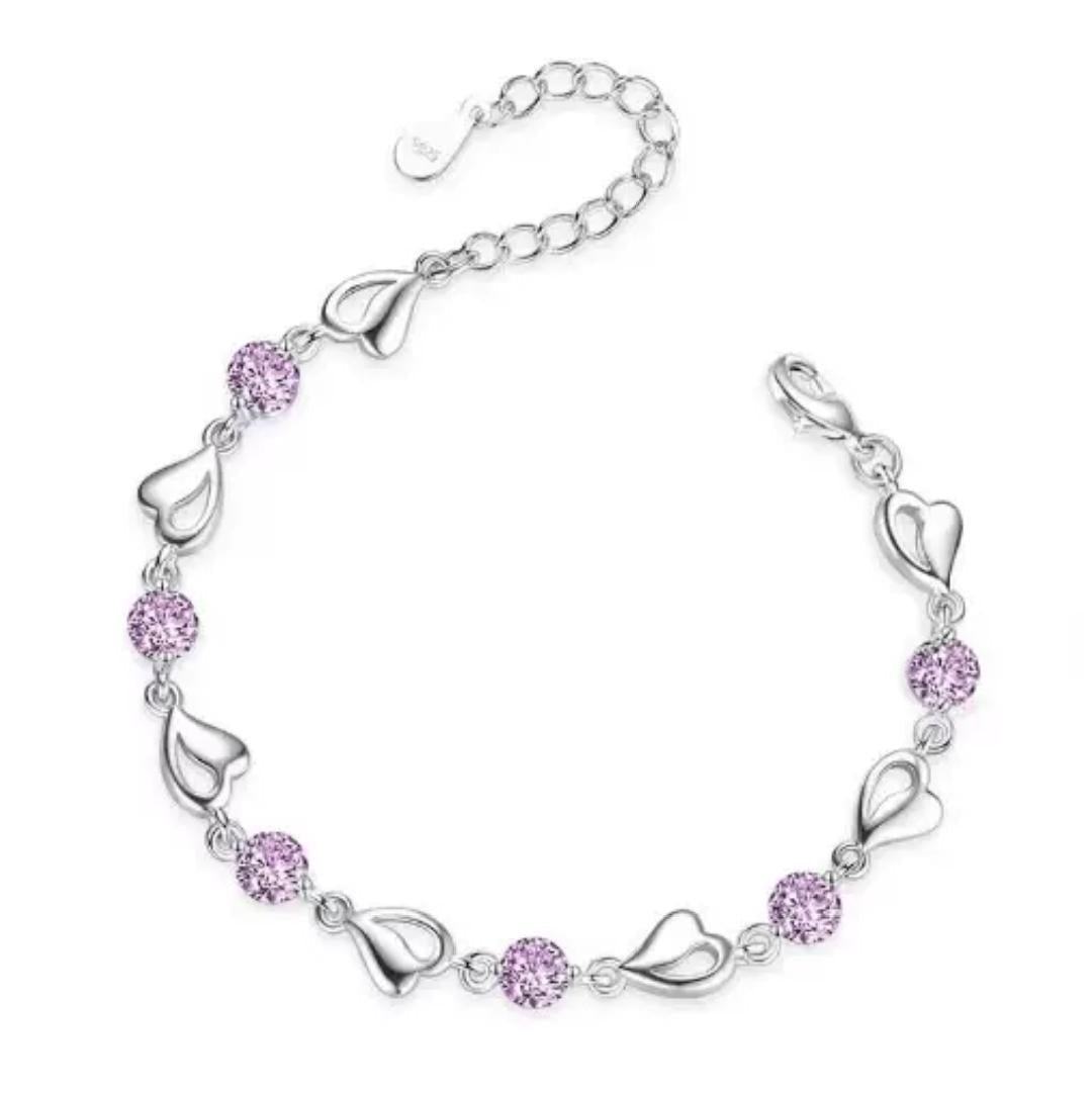 Sliver Plated Stone Charm Bracelet