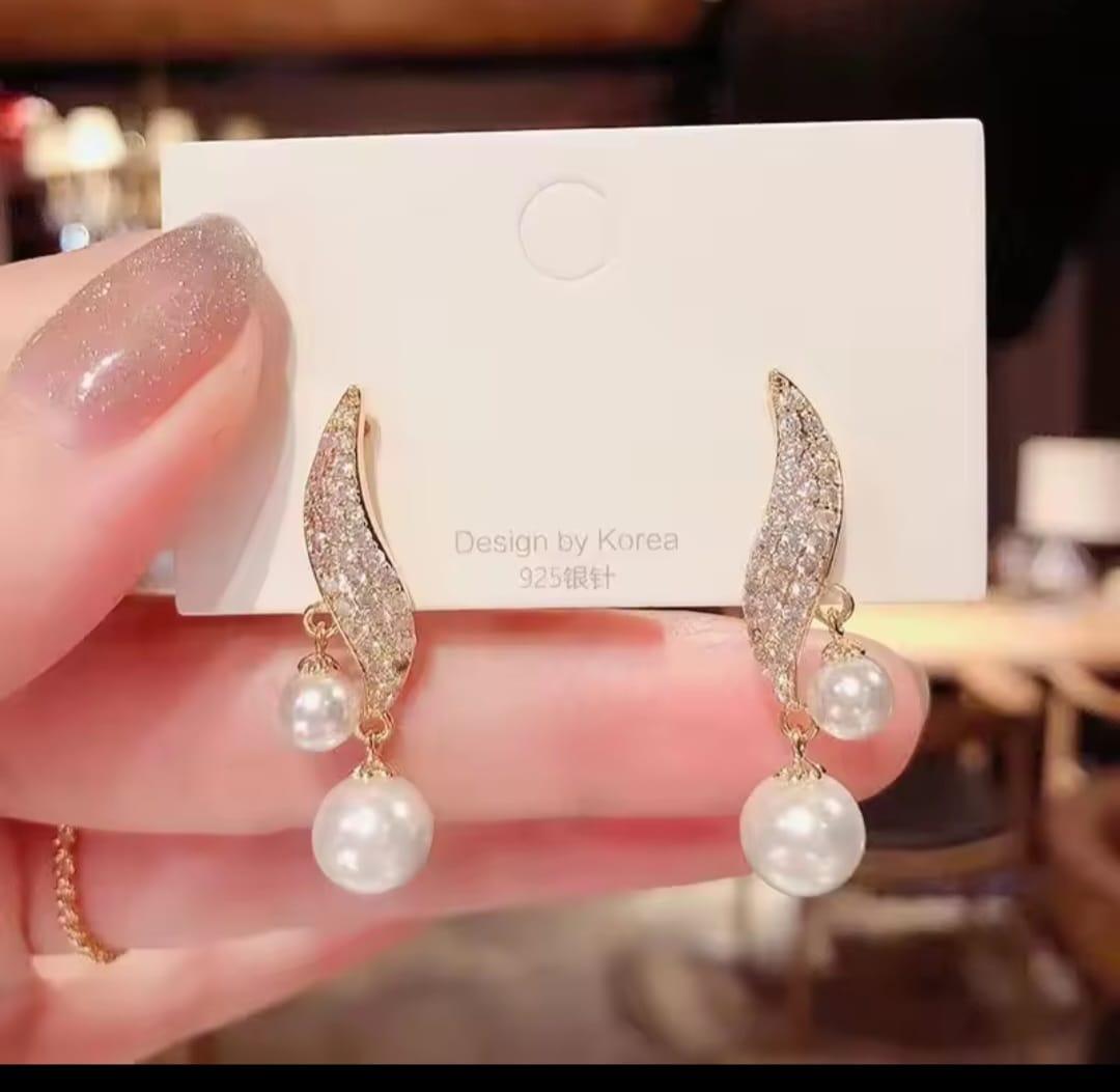 Charms Hanging Gold Plated Zircon Dangling Earrings