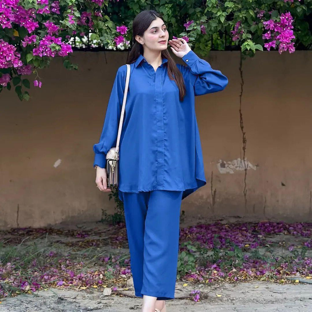 Georgette Co-Ord Set - 2 Pcs in Plain Pattern