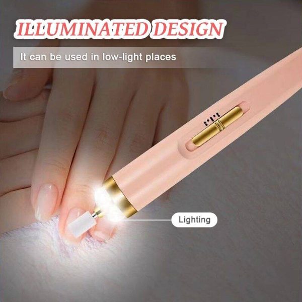 5 In 1 Professional Manicure Nail | Salon Nail Finishing Touch | Nail Grinding, Burnishing Machine | Full Manicure And Pedicure Tool – Pink Color