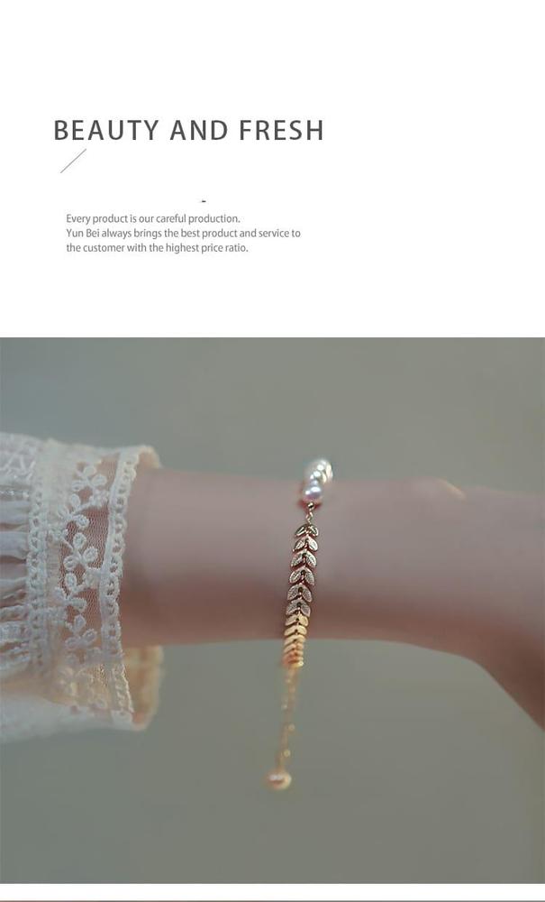Leaf Pearl Gold Bracelet For Girls