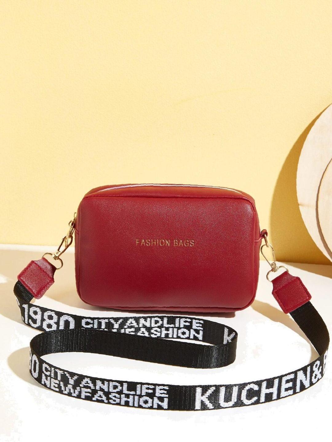 Chic Maroon PU Leather Crossbody Bag for Girls
