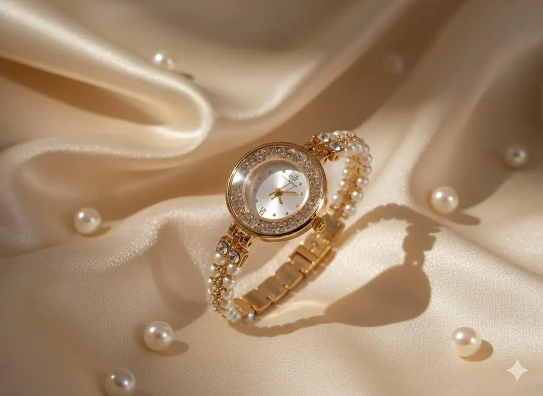 Chic Women's Quartz Bracelet Watch - 1 Pc Water Resistant Gold